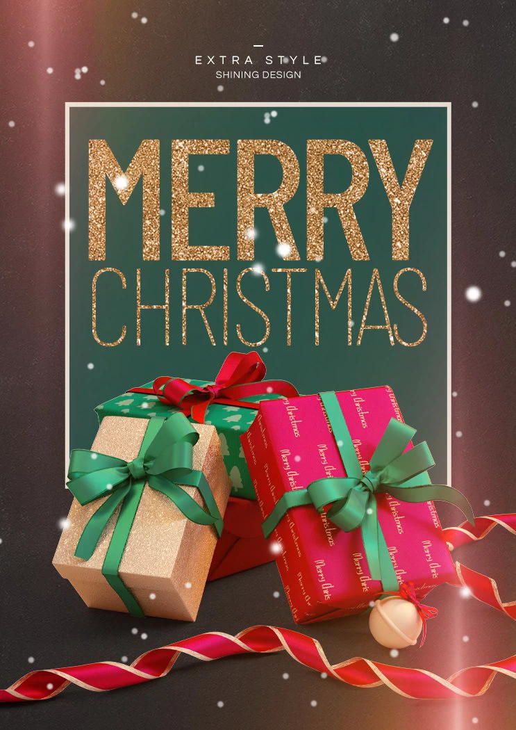 圣诞节圣诞树圣诞老人闪亮装饰电商促销折扣海报PSD模板AI素材【186】